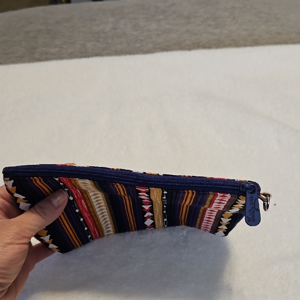 Purple and Red Geometric Cosmetic Bag with Zipper Closure - Picture 3 of 5